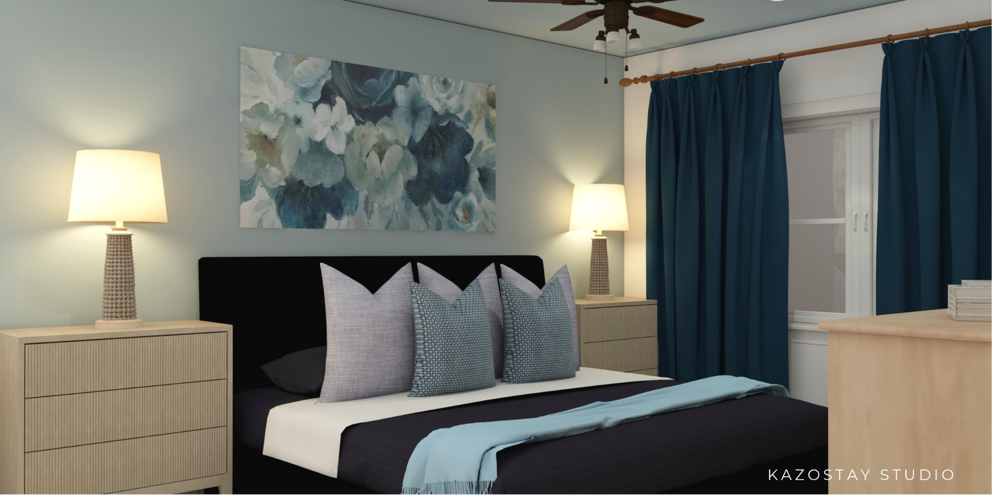 Navy bedroom render 1